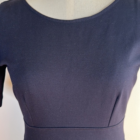 J. Crew Factory Black Ponte Short Sleeve Fit and Flare Dress Size 4 - Picture 3 of 10